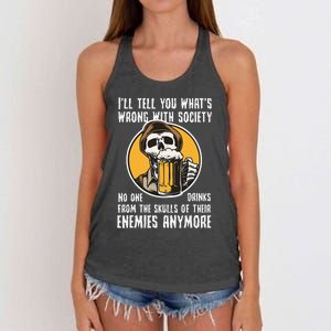 Wrong With Society Drink From The Skull Of Your Enemies Women's Knotted Racerback Tank