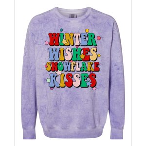 Winter Wishes Snowflake Kisses Retro Christmas Colorblast Crewneck Sweatshirt