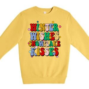 Winter Wishes Snowflake Kisses Retro Christmas Premium Crewneck Sweatshirt