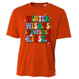 Winter Wishes Snowflake Kisses Retro Christmas Cooling Performance Crew T-Shirt