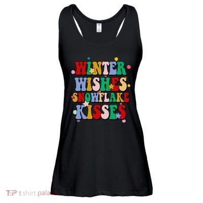 Winter Wishes Snowflake Kisses Retro Christmas Ladies Essential Flowy Tank