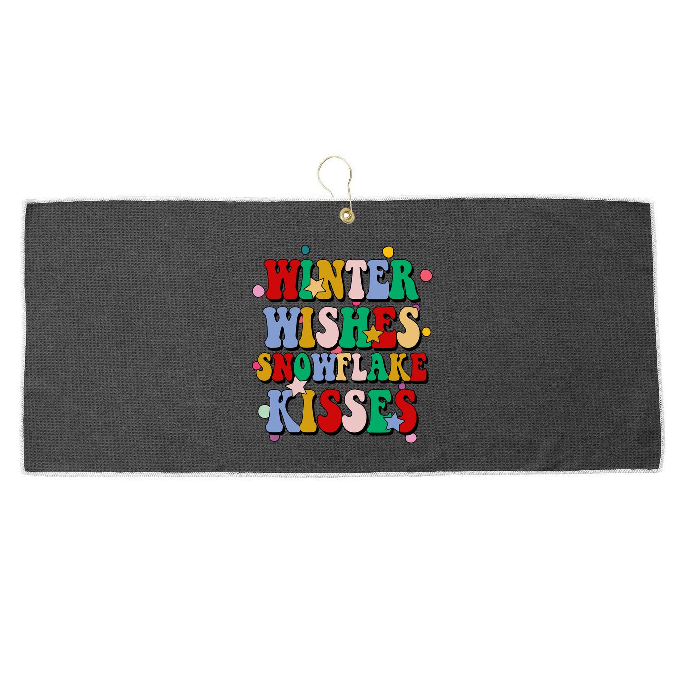 Winter Wishes Snowflake Kisses Retro Christmas Large Microfiber Waffle Golf Towel