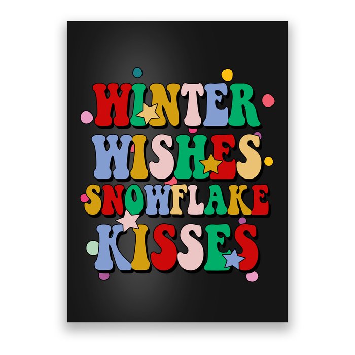 Winter Wishes Snowflake Kisses Retro Christmas Poster
