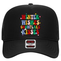 Winter Wishes Snowflake Kisses Retro Christmas Trucker Hat