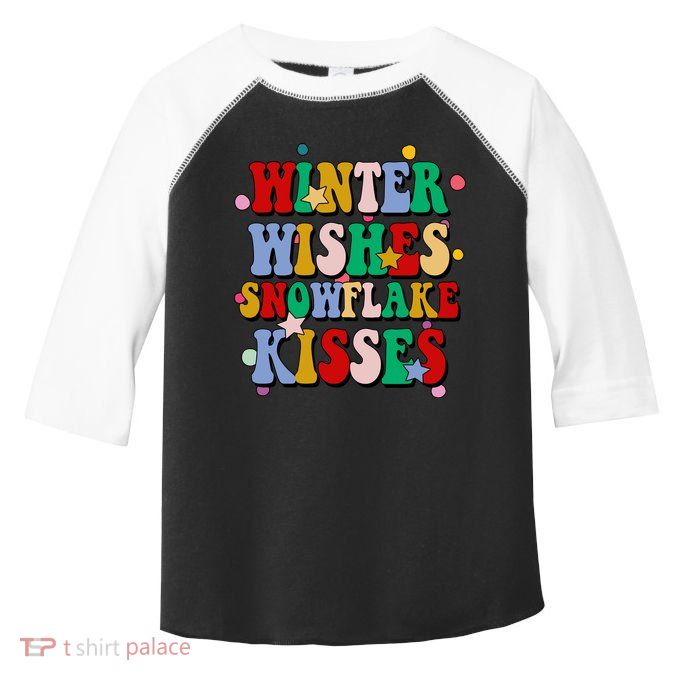 Winter Wishes Snowflake Kisses Retro Christmas Toddler Fine Jersey T-Shirt