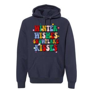 Winter Wishes Snowflake Kisses Retro Christmas Premium Hoodie