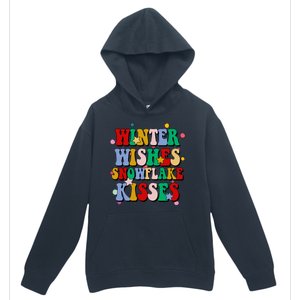 Winter Wishes Snowflake Kisses Retro Christmas Urban Pullover Hoodie