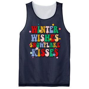 Winter Wishes Snowflake Kisses Retro Christmas Mesh Reversible Basketball Jersey Tank