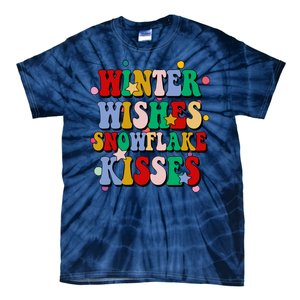 Winter Wishes Snowflake Kisses Retro Christmas Tie-Dye T-Shirt