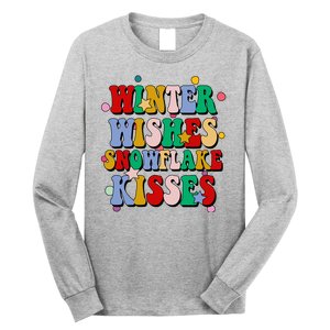 Winter Wishes Snowflake Kisses Retro Christmas Long Sleeve Shirt