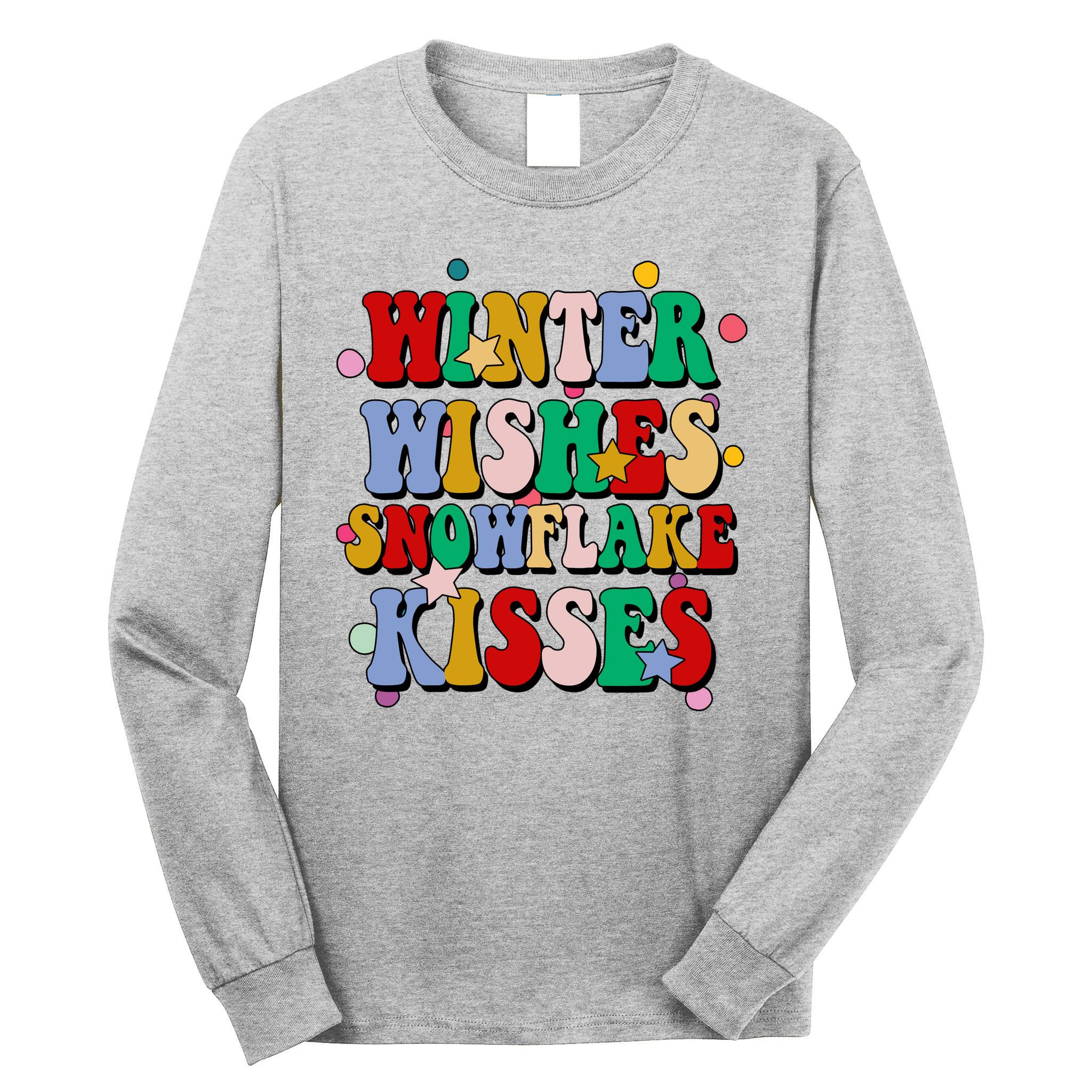 Winter Wishes Snowflake Kisses Retro Christmas Long Sleeve Shirt