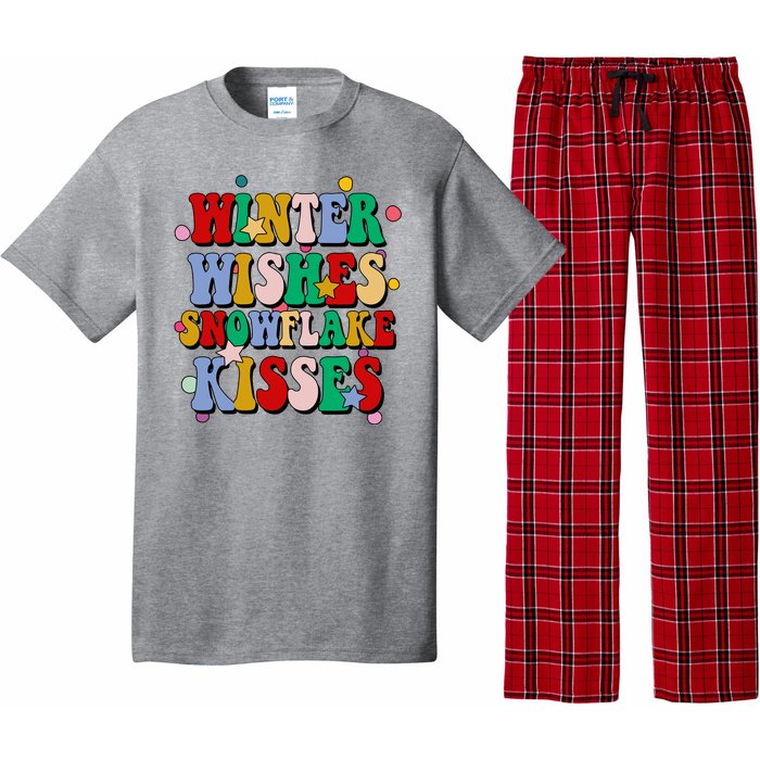 Winter Wishes Snowflake Kisses Retro Christmas Pajama Set