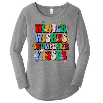 Winter Wishes Snowflake Kisses Retro Christmas Women's Perfect Tri Tunic Long Sleeve Shirt