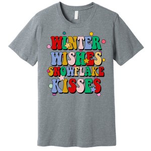 Winter Wishes Snowflake Kisses Retro Christmas Premium T-Shirt