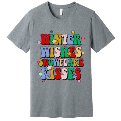 Winter Wishes Snowflake Kisses Retro Christmas Premium T-Shirt