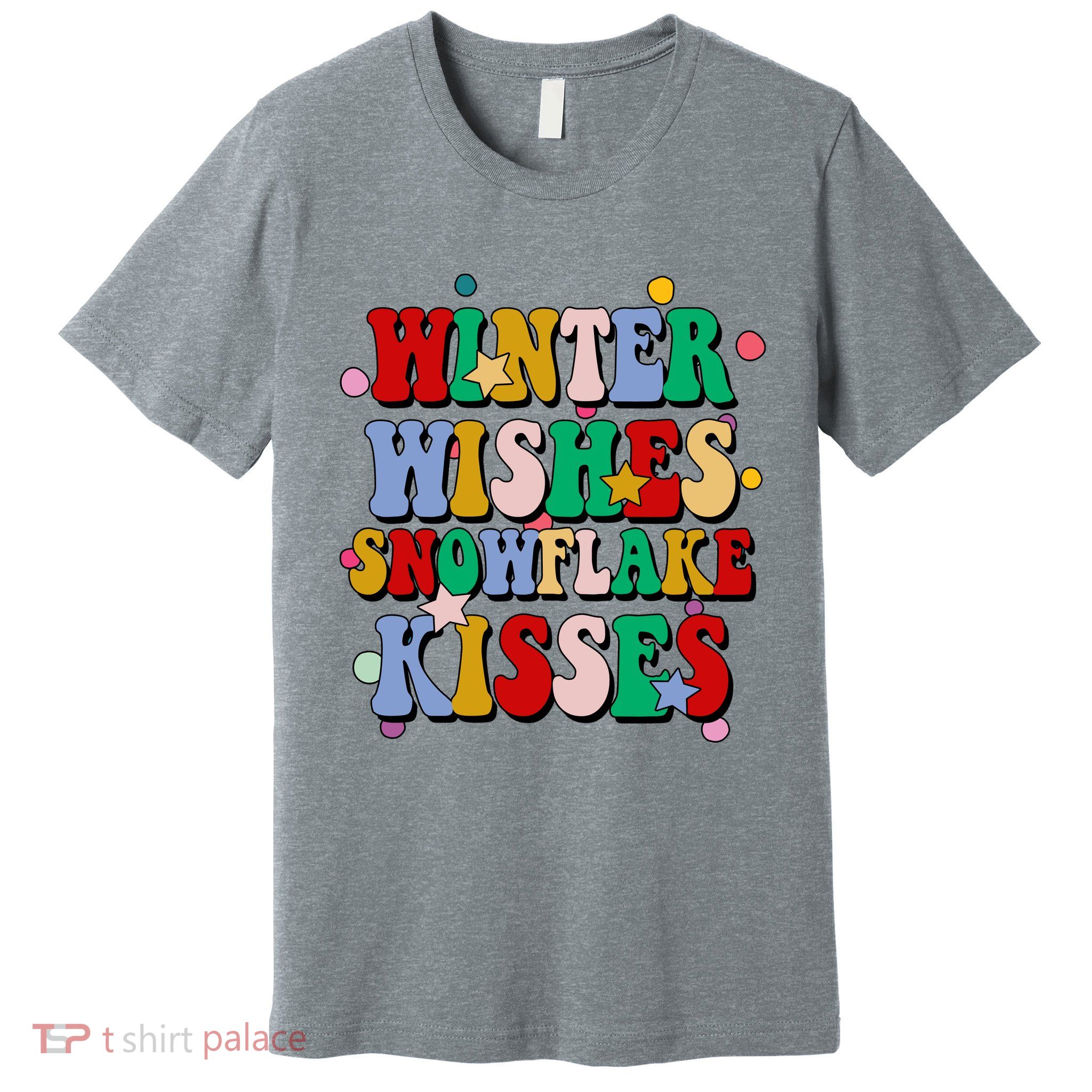 Winter Wishes Snowflake Kisses Retro Christmas Premium T-Shirt