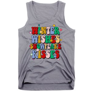 Winter Wishes Snowflake Kisses Retro Christmas Tank Top