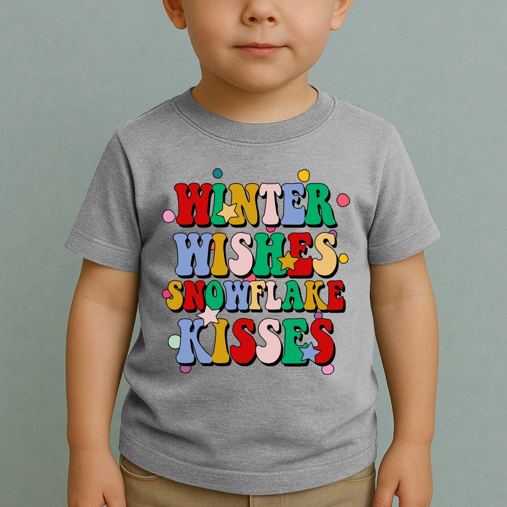 Winter Wishes Snowflake Kisses Retro Christmas Toddler T-Shirt