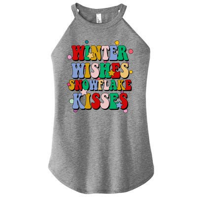 Winter Wishes Snowflake Kisses Retro Christmas Women’s Perfect Tri Rocker Tank