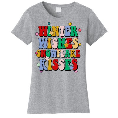 Winter Wishes Snowflake Kisses Retro Christmas Women's T-Shirt