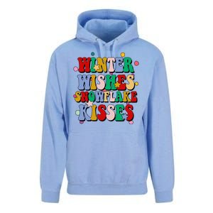 Winter Wishes Snowflake Kisses Retro Christmas Unisex Surf Hoodie