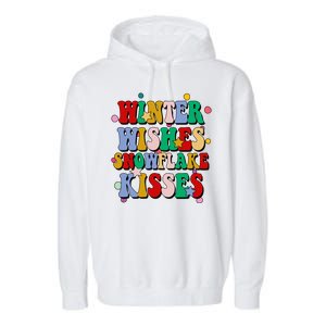 Winter Wishes Snowflake Kisses Retro Christmas Garment-Dyed Fleece Hoodie