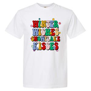 Winter Wishes Snowflake Kisses Retro Christmas Garment-Dyed Heavyweight T-Shirt