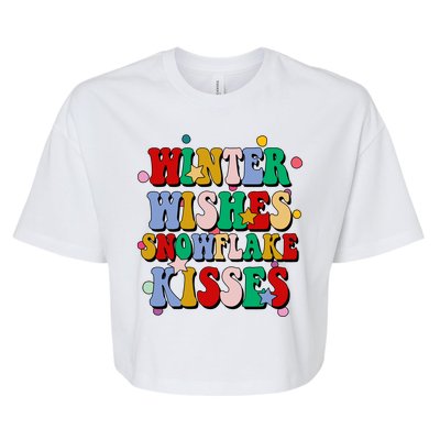 Winter Wishes Snowflake Kisses Retro Christmas Bella+Canvas Jersey Crop Tee