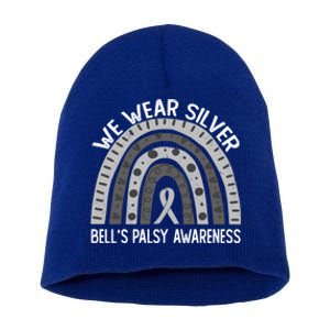 We Wear Silver For Bell’s Palsy Awareness Funny Gift Short Acrylic Beanie