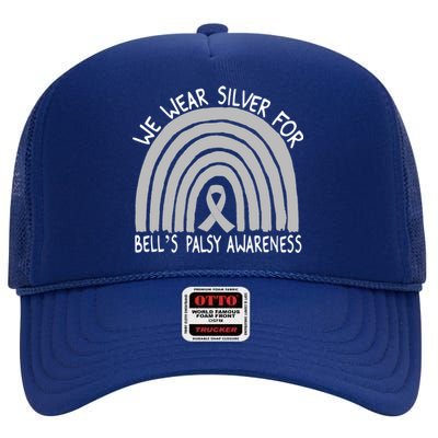 We Wear Silver For Bell’s Palsy Awareness Rainbow Gift Cool Gift High Crown Mesh Back Trucker Hat