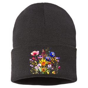 Women Wildflower Summer Flowers Blooming Floral Graphic Sustainable Knit Beanie