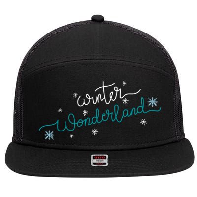 Winter Wonderland Snowflake 7 Panel Mesh Trucker Snapback Hat