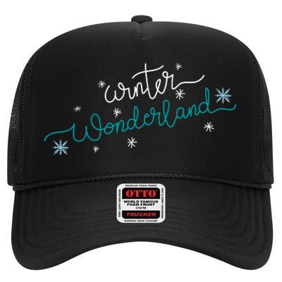 Winter Wonderland Snowflake High Crown Mesh Back Trucker Hat