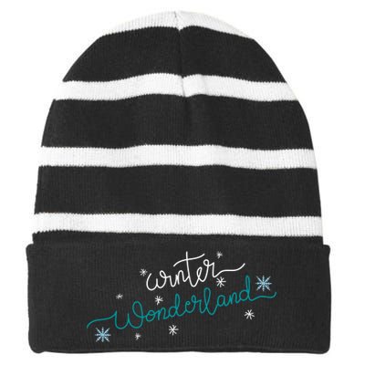 Winter Wonderland Snowflake Striped Beanie with Solid Band