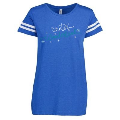 Winter Wonderland Snowflake Enza Ladies Jersey Football T-Shirt