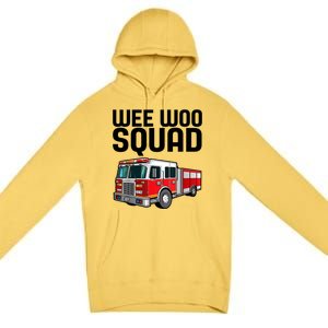 Wee Woo Squad Funny Firefighter Firetruck Premium Pullover Hoodie