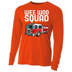 Wee Woo Squad Funny Firefighter Firetruck Cooling Performance Long Sleeve Crew