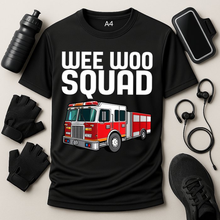 Wee Woo Squad Funny Firefighter Firetruck Cooling Performance Crew T-Shirt