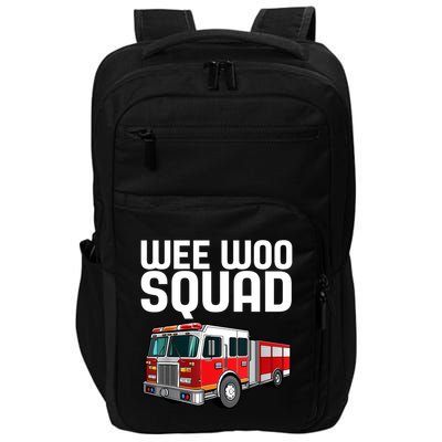 Wee Woo Squad Funny Firefighter Firetruck Impact Tech Backpack