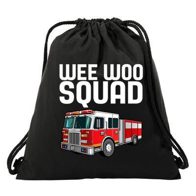Wee Woo Squad Funny Firefighter Firetruck Drawstring Bag