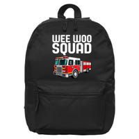 Wee Woo Squad Funny Firefighter Firetruck 16 in Basic Backpack