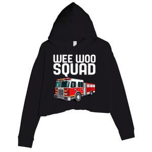 Wee Woo Squad Funny Firefighter Firetruck Crop Fleece Hoodie