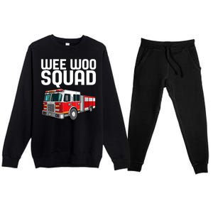 Wee Woo Squad Funny Firefighter Firetruck Premium Crewneck Sweatsuit Set