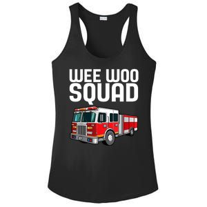 Wee Woo Squad Funny Firefighter Firetruck Ladies PosiCharge Competitor Racerback Tank