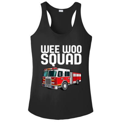 Wee Woo Squad Funny Firefighter Firetruck Ladies PosiCharge Competitor Racerback Tank