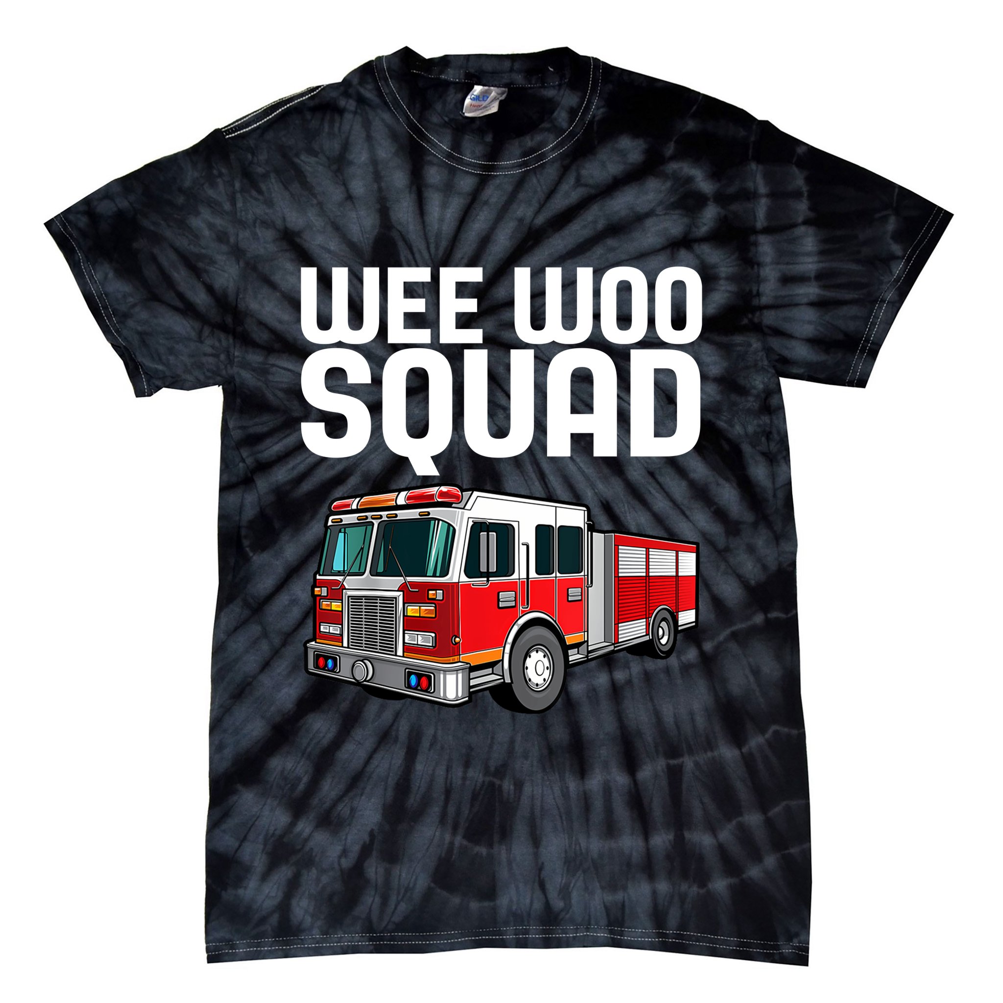 Wee Woo Squad Funny Firefighter Firetruck Tie-Dye T-Shirt
