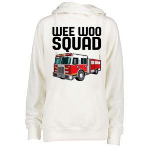 Wee Woo Squad Funny Firefighter Firetruck Womens Funnel Neck Pullover Hood