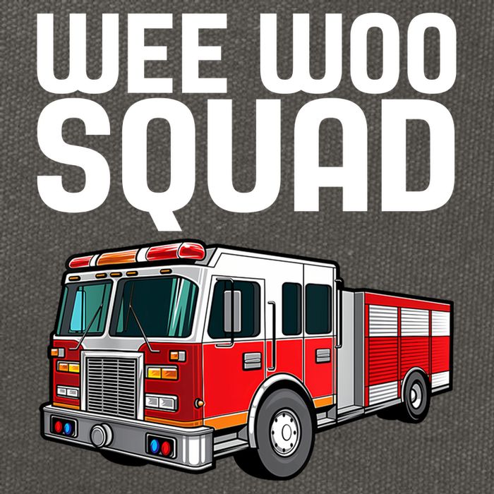 Wee Woo Squad Funny Firefighter Firetruck Cotton Canvas Backpack