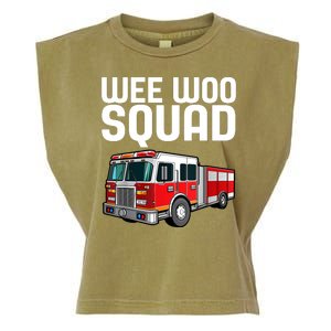 Wee Woo Squad Funny Firefighter Firetruck Garment-Dyed Women's Muscle Tee