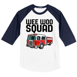 Wee Woo Squad Funny Firefighter Firetruck Baseball Sleeve Shirt